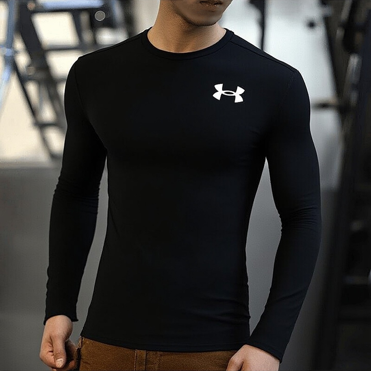 安德玛UA正品长袖男装 2025冬季新款紧身T恤健身跑步透气运动服