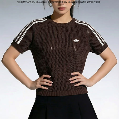 adidas阿迪达斯三叶草女装2026夏季新款运动服短款短袖T恤KC6480
