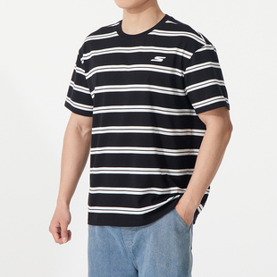 T恤男女装 斯凯奇短袖 2025冬季 新款 运动 黑白条纹半袖 商场同款