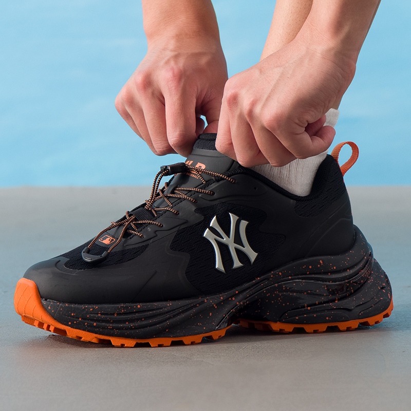 MLB官方NY黑色老爹鞋男女鞋2025冬季新款厚底休闲鞋复古运动鞋潮