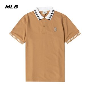 透气休闲翻领上衣短袖 MLB官网T恤男女装 运动POLO衫 2025夏季 新款
