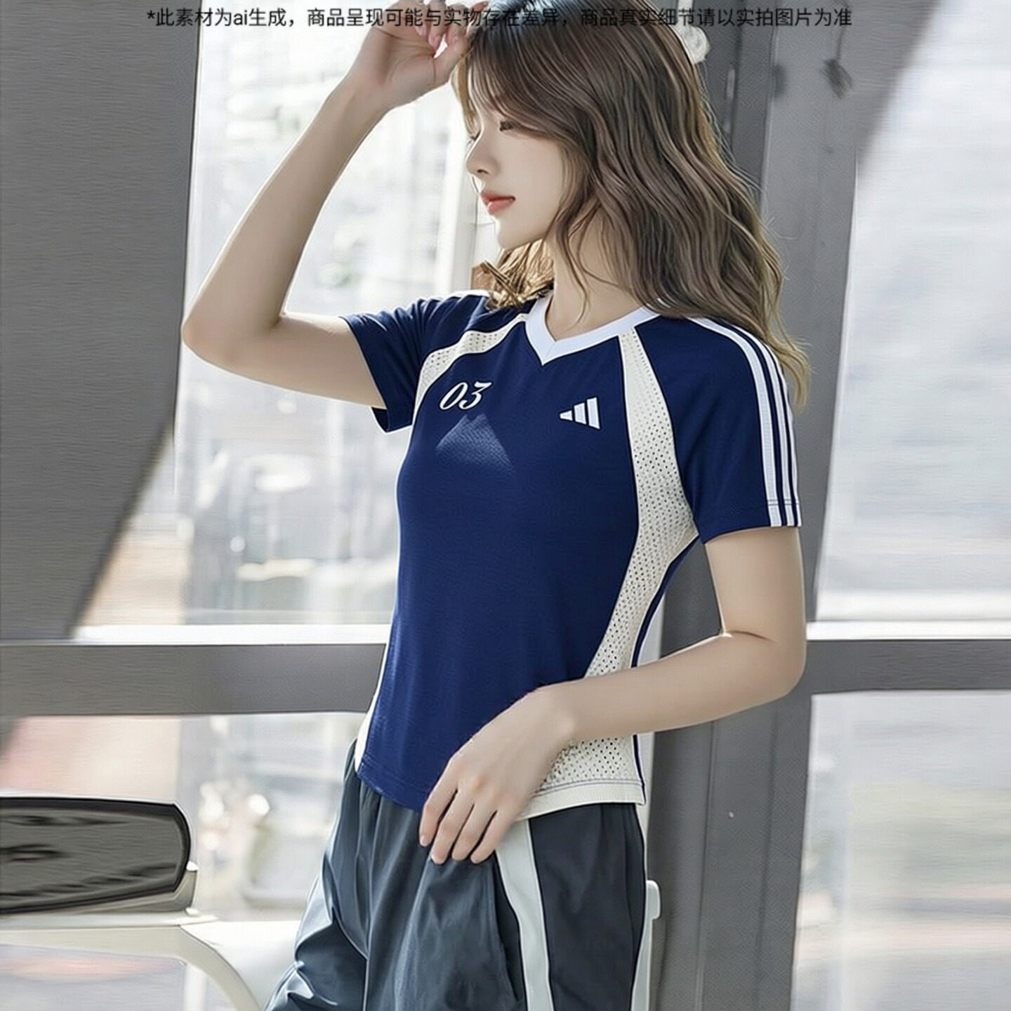 阿迪达斯女装短袖上衣夏季新款运动服透气撞色三条纹修身短款T恤