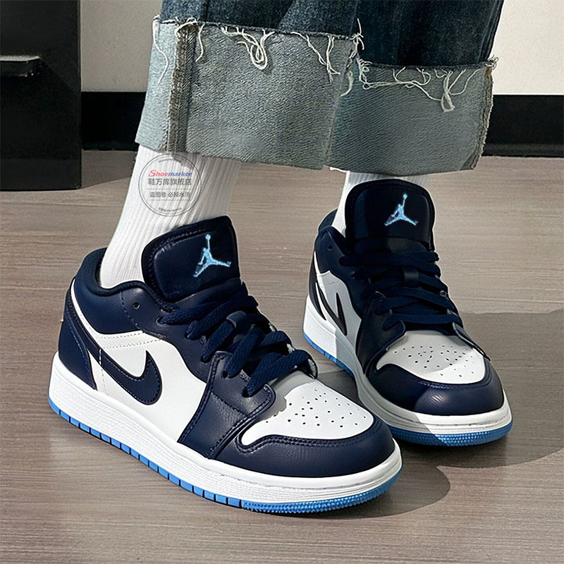 NIKE耐克夏季新款女鞋AJ1低帮海军蓝大童运动鞋篮球鞋 553560-404