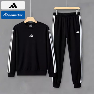 Adidas阿迪达斯男款卫衣长裤两件套2026春季新款简约运动休闲套装