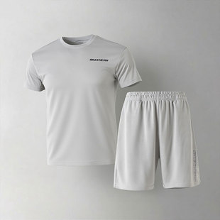 运动套装 t恤宽松透气灰色运动短裤 春季 短袖 两件套 新款 斯凯奇男士