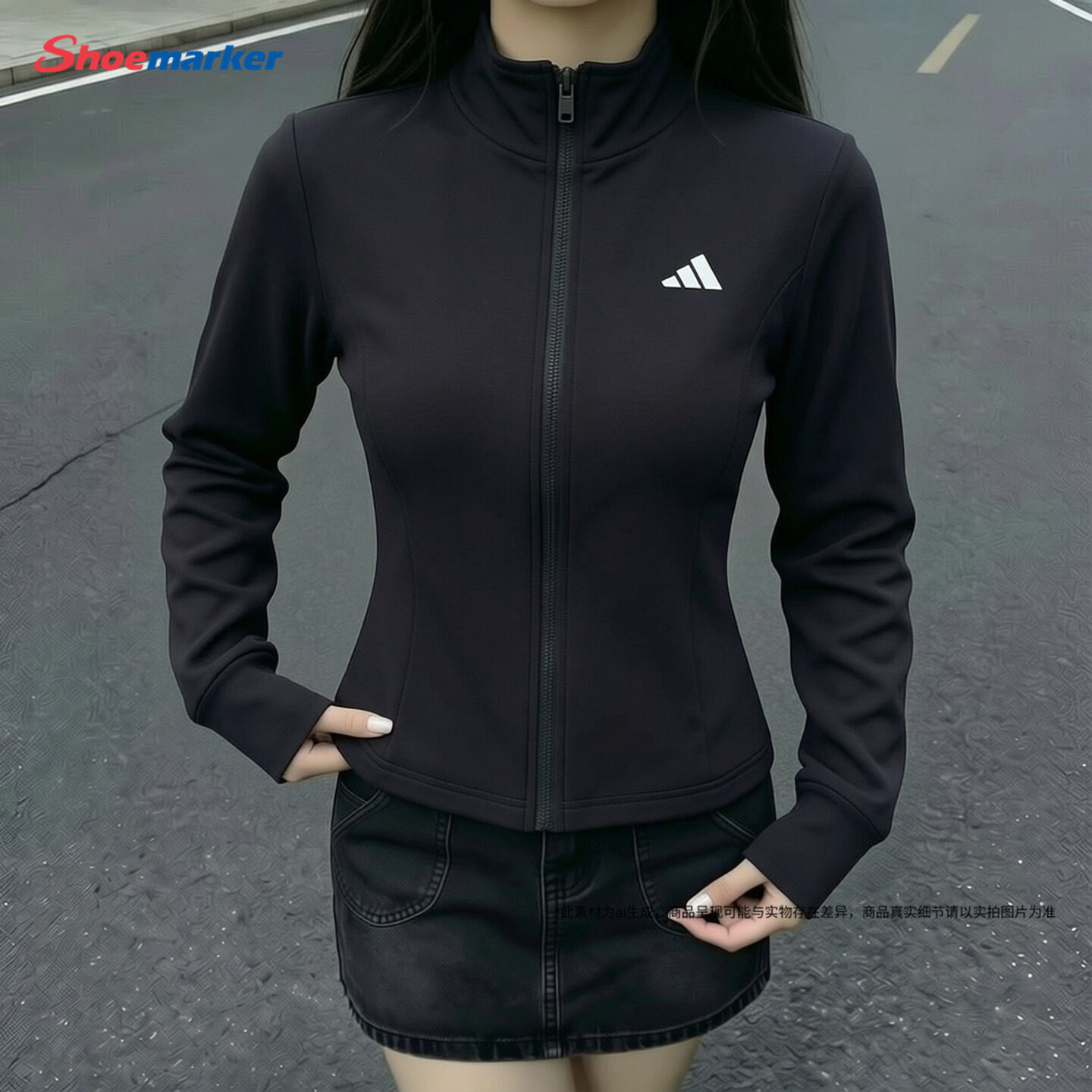 Adidas阿迪达斯女款修身运动夹克2026秋季新款立领训练跑步服外套