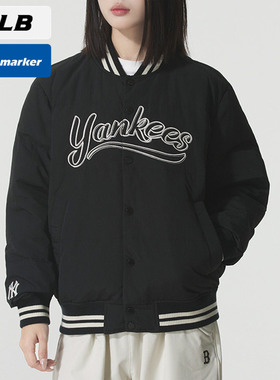 MLB官方NY黑色羽绒服2025冬季新款男女装保暖运动服外套3ADJV0256