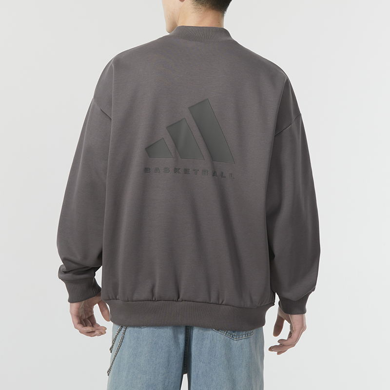 adidas阿迪达斯篮球圆领卫衣男装女装加绒运动服半高领长袖套头衫