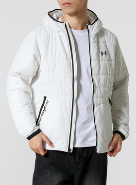 安德玛UA官方梭织防风衣男冬季新款运动服连帽夹克外套1378494