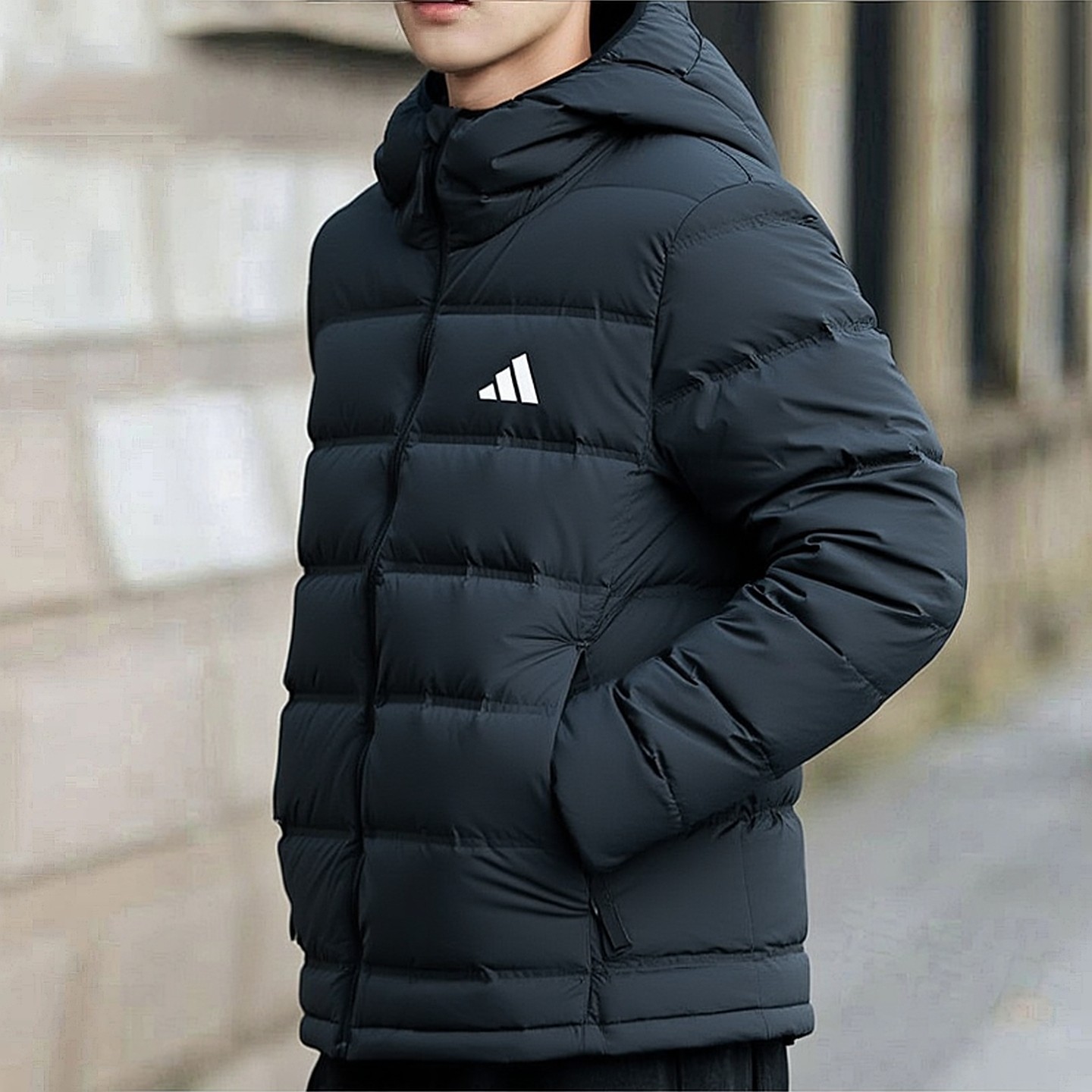 阿迪达斯羽绒服男装2025冬季新款连帽面包服加厚舒适休闲保暖外套