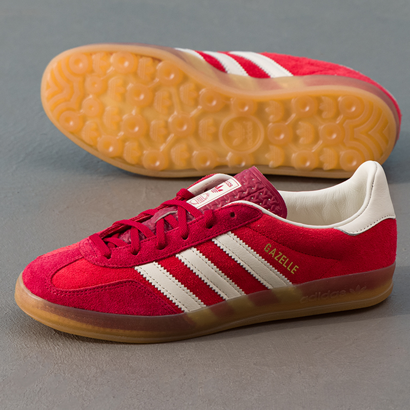 阿迪达斯三叶草女鞋GAZELLE德训鞋2025新款板鞋红色休闲鞋运动鞋