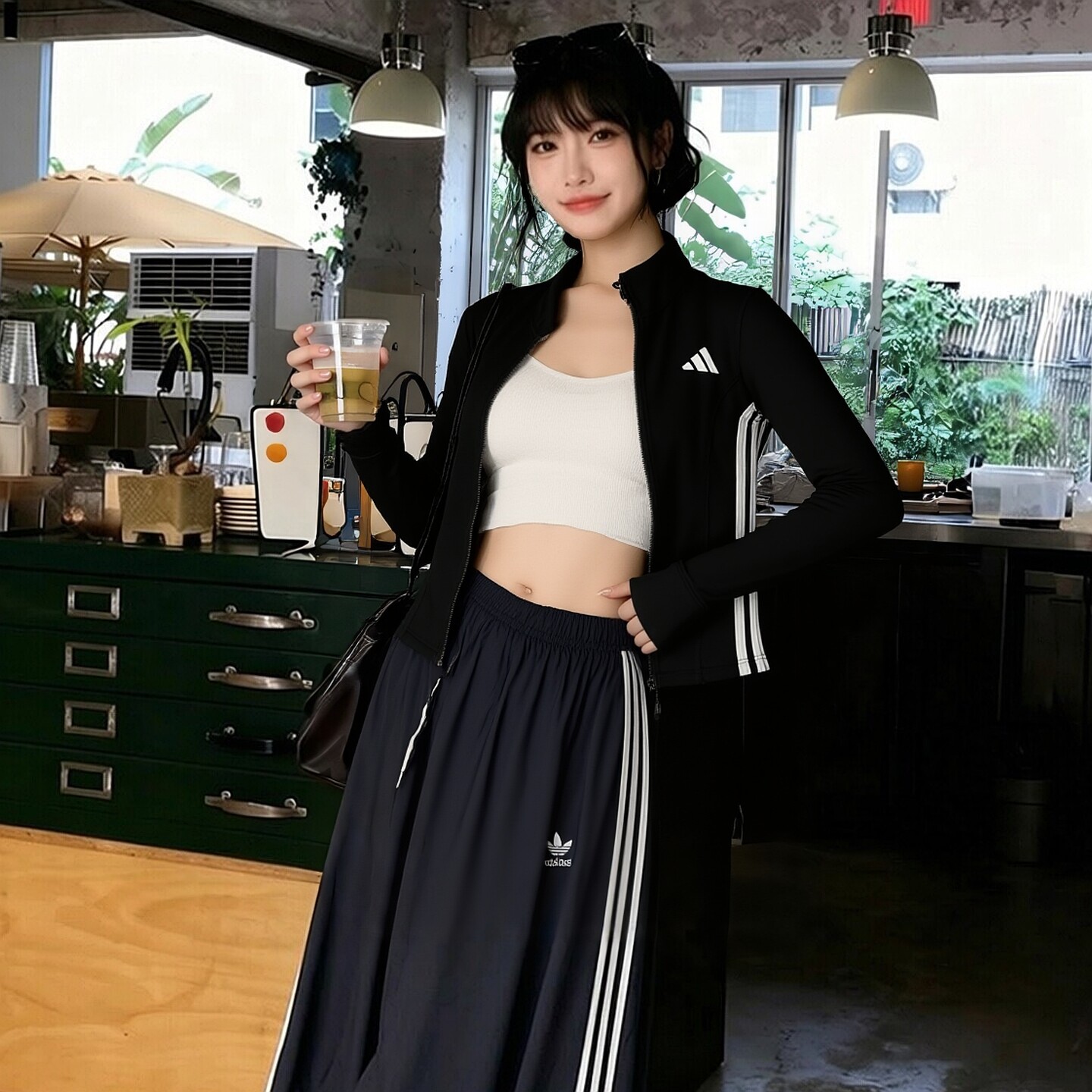 阿迪达斯女装运动服2026春秋款速干针织夹克修身防风训练健身外套