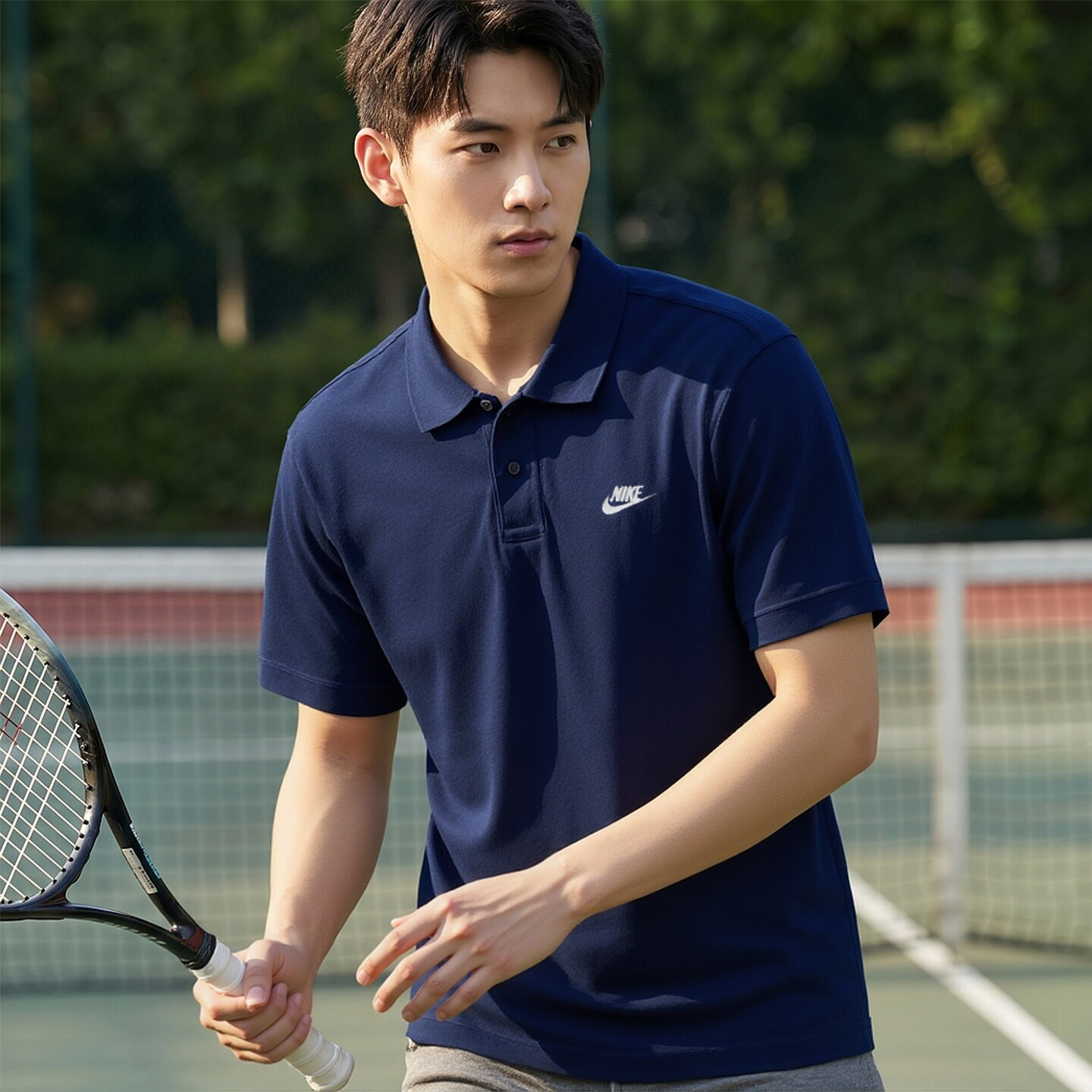 Nike耐克男蓝色短袖T恤夏季新款商务半袖网球全棉polo衫运动上衣