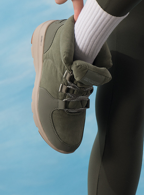 斯凯奇休闲靴子女鞋新款时尚潮流橄榄绿保暖雪地靴144194-OLV和