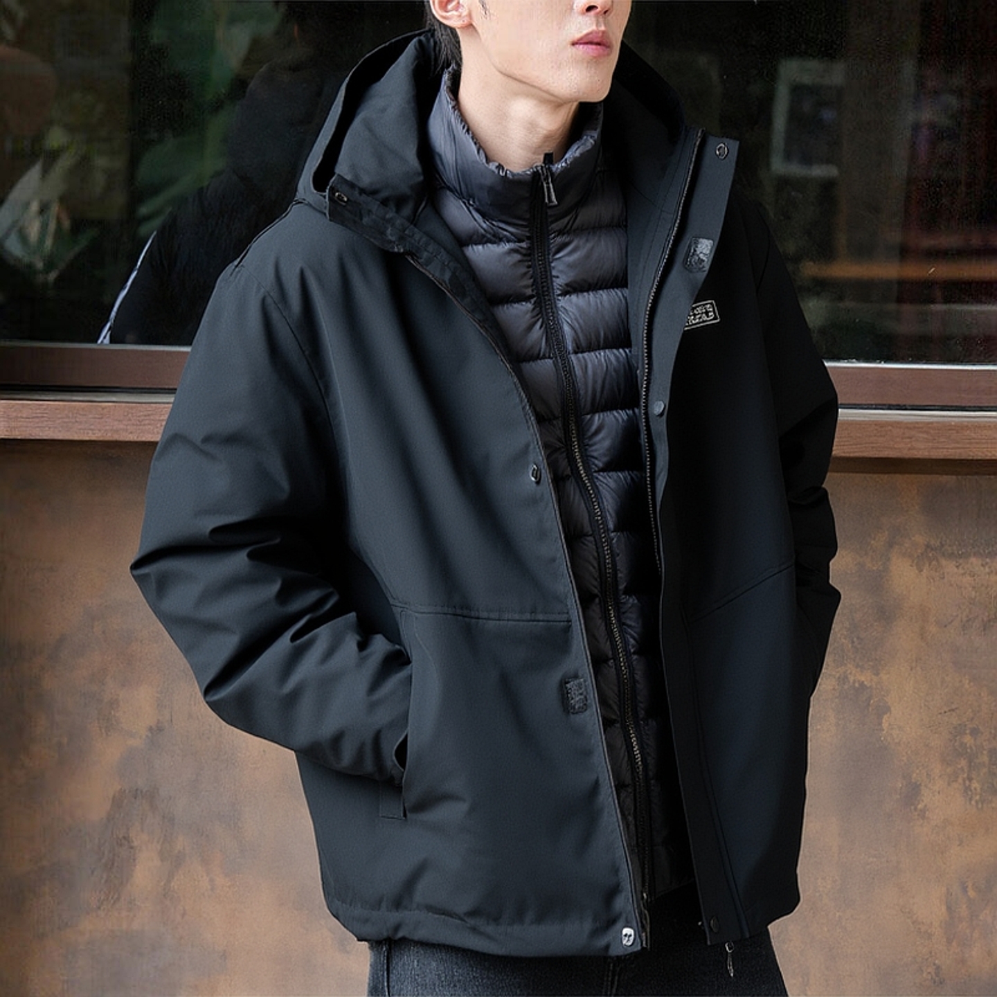 斯凯奇冬季新款连帽夹克冲锋衣