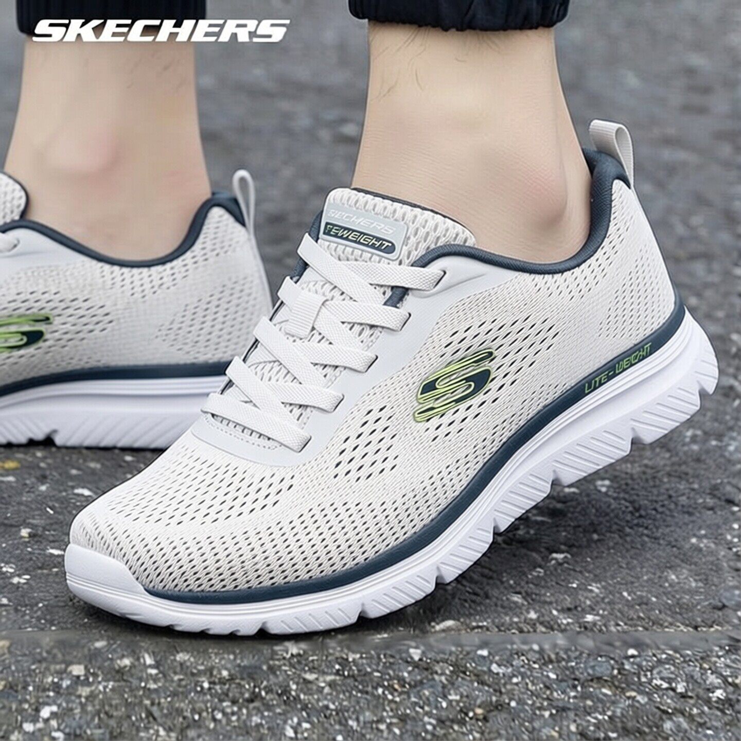 斯凯奇男鞋跑步鞋夏季新款官方正品网面运动鞋透气软底男士休闲鞋