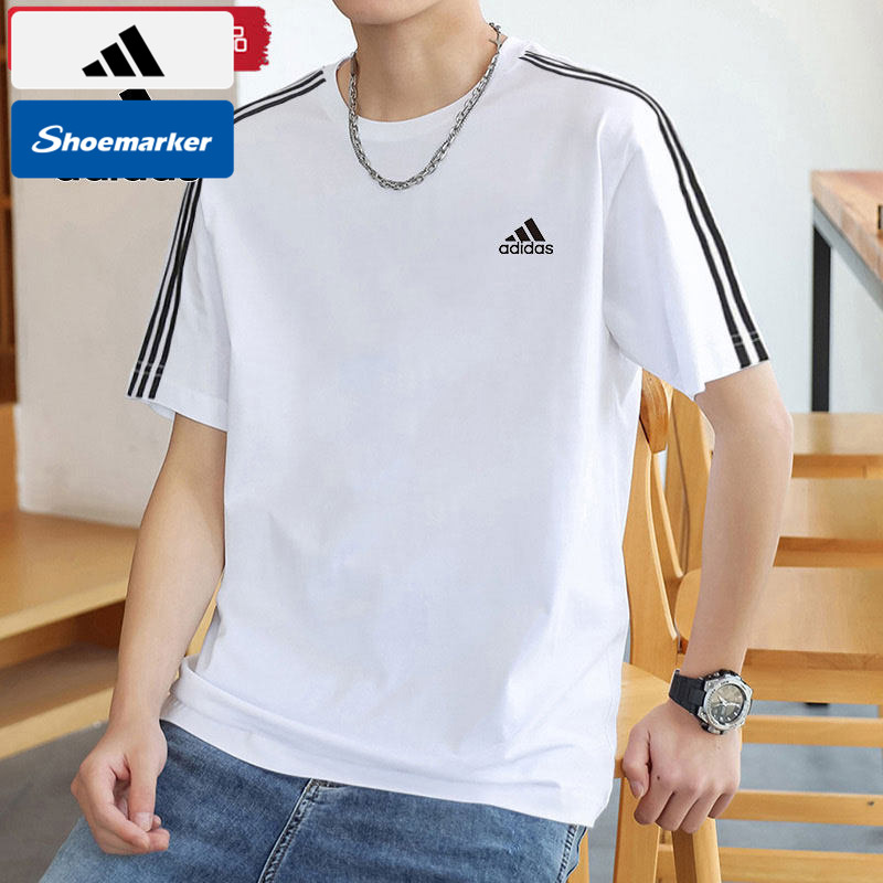 阿迪达斯官网短袖男2025春季新款运动服宽松半袖体恤圆领透气T恤