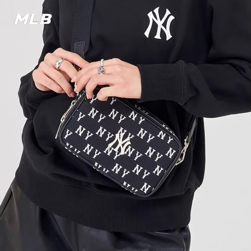 MLB男女包NY满标老花单肩背包2025新款运动包休闲斜挎包3ACRS014N