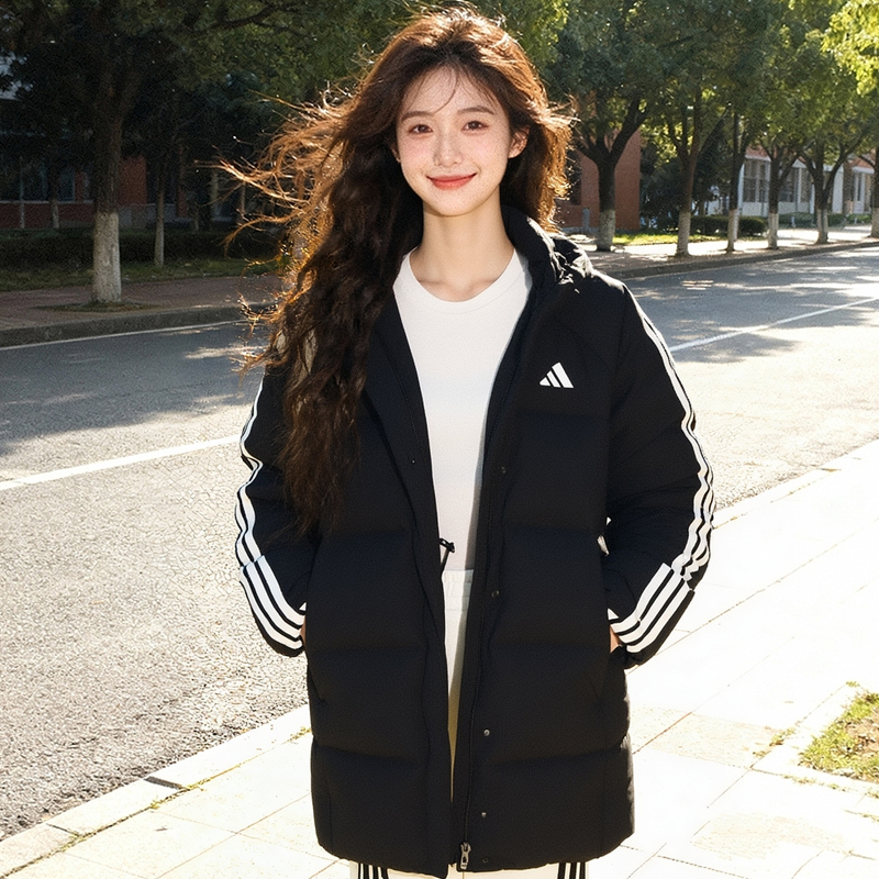 Adidas阿迪达斯中长款羽绒服女款25冬新款保暖防风休闲羽绒外套