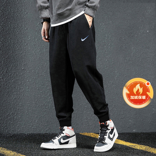 子收口束脚男卫裤 Nike耐克加绒长裤 保暖黑色运动裤 冬季 FN3809 男裤