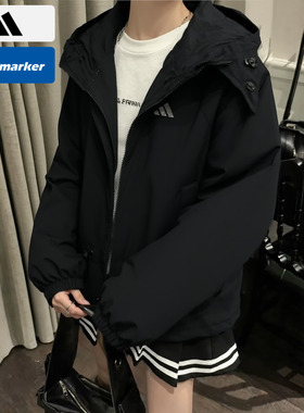 Adidas阿迪达斯运动休闲夹克女款2025冬季新款加绒连帽外套KS2807