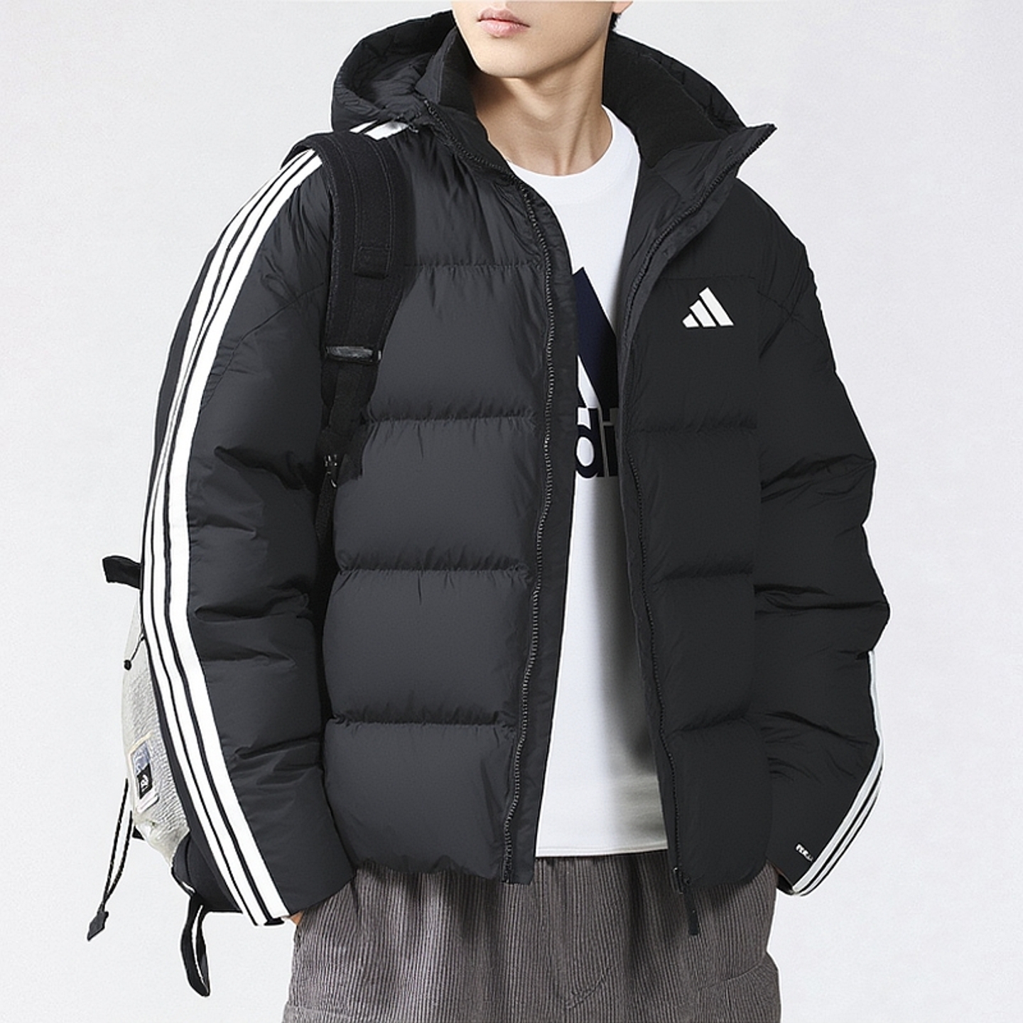 阿迪达斯男士羽绒服2025秋冬保暖羽绒加厚外套户外防风休闲运动服