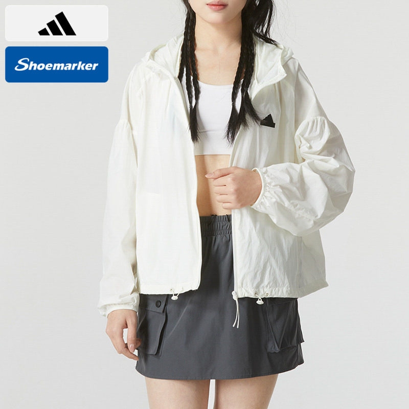 阿迪达斯adidas官方正品梭织连帽夹克女款上衣春秋季休闲运动外套