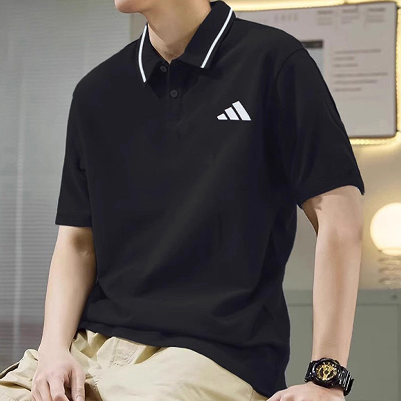 阿迪达斯POLO杉官方正品白色运动短袖男士黑色T恤衫透气半袖上衣