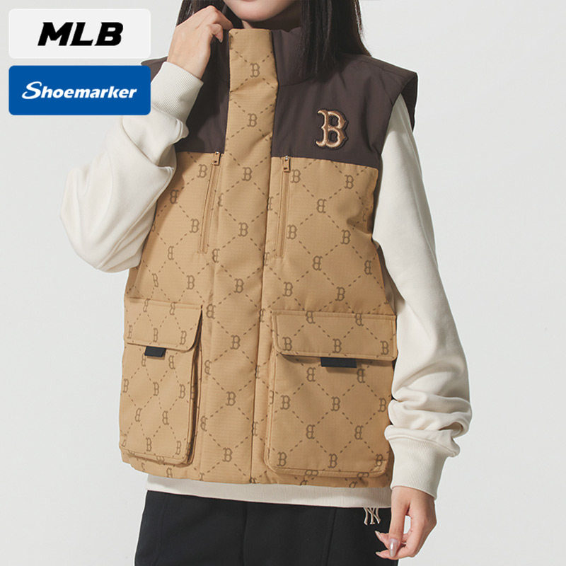 MLB官方男女款羽绒马甲2025春季新款保暖运动服休闲背心3ADVM0156