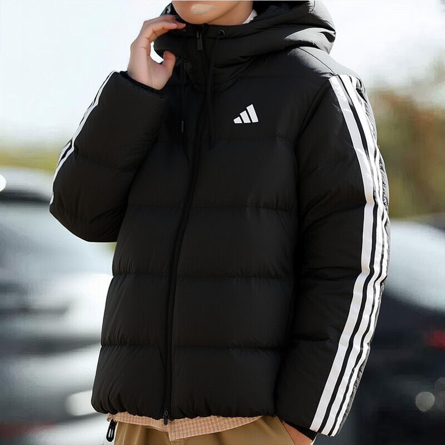 阿迪达斯羽绒服男25冬季新款防风保暖连帽面包服宽松休闲羽绒外套