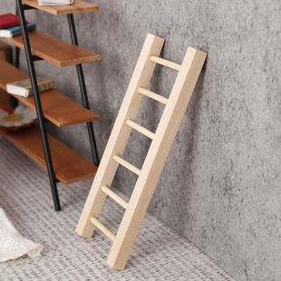 微缩模型食玩迷你木梯子1:12分ob11娃娃屋场景配件dollhouse玩具