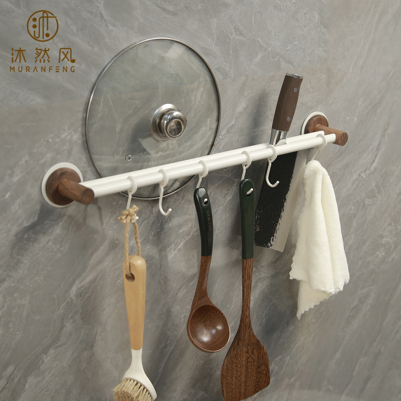 沐然风置物架壁挂式免打孔实木