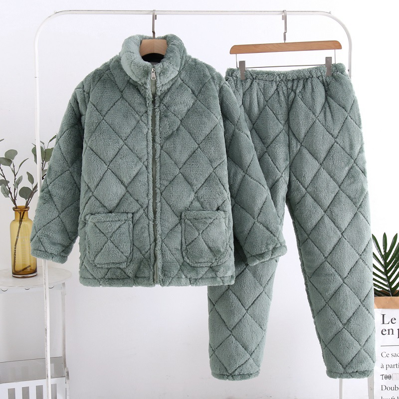 冬季珊瑚绒加厚睡衣女套装