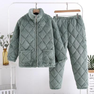冬季珊瑚绒加厚睡衣女套装