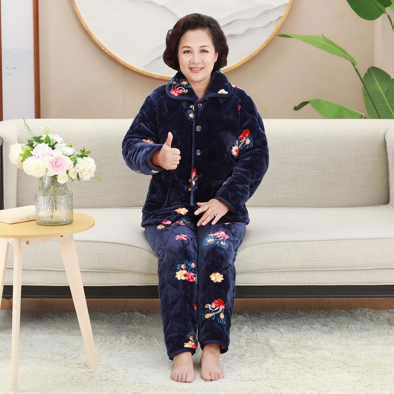 中老年冬装加厚珊瑚绒妈妈棉衣