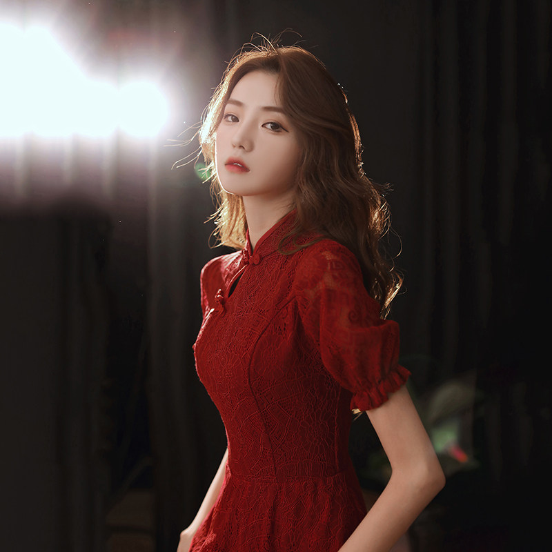 敬酒服新娘平时可穿2020新款秋季中式回门订婚旗袍礼服小个子显瘦