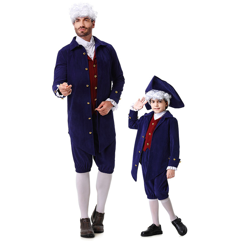 中世纪万圣节cos军官角色扮演表演服帽子马甲外套裤子成人儿童