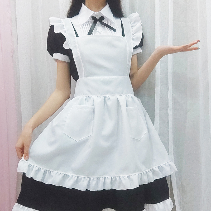 日系女仆可爱日常连衣裙黑白传统女佣中长裙女仆装可爱女装cos服
