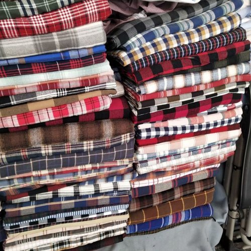 按斤称纯棉格子零布头服装衬衫面料色织条纹工厂剩余布料清仓处理
