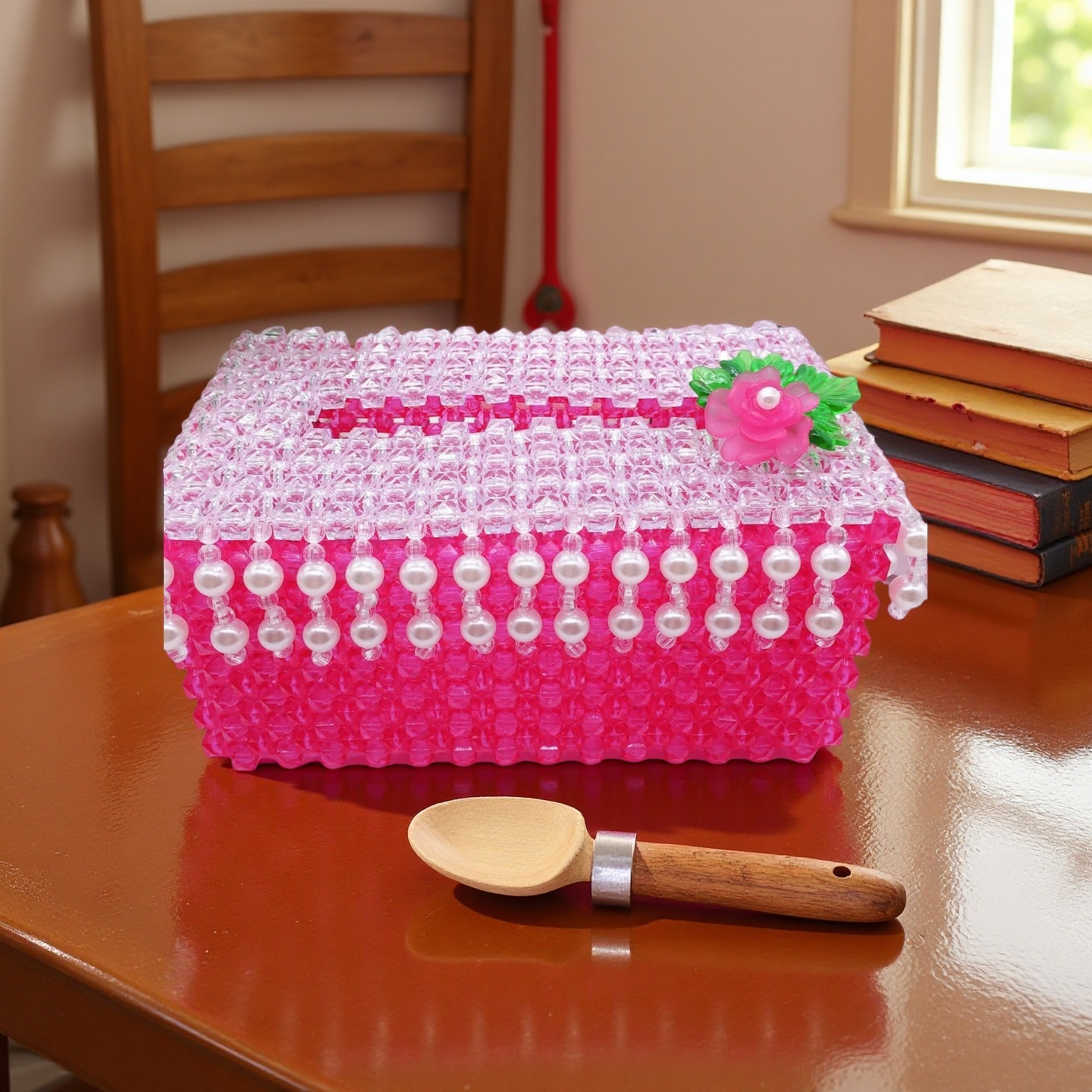 DIY手工串珠水晶帘纸巾盒创意客厅桌面摆件家居饰品摆件