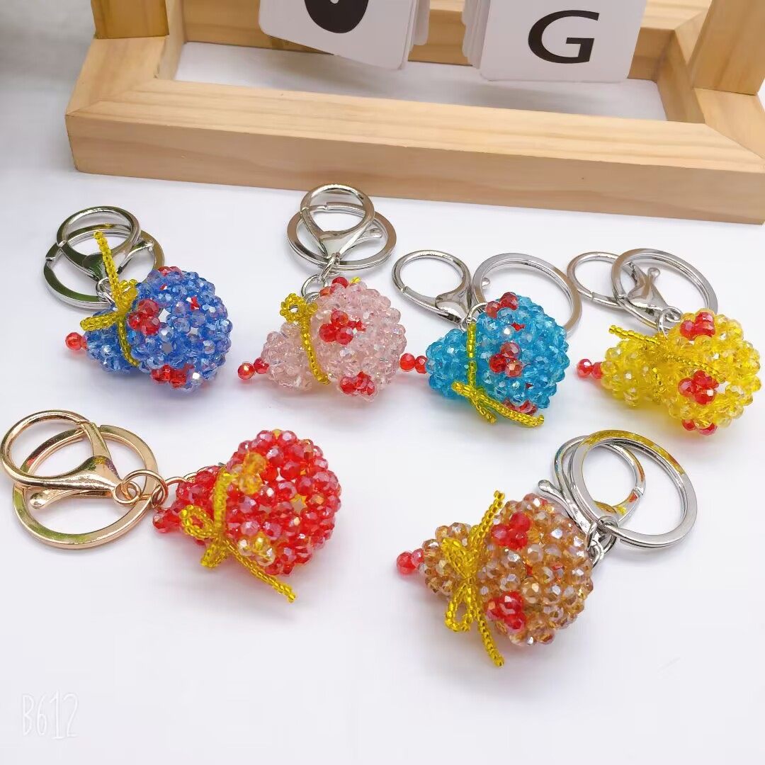 新款高亮水晶小葫芦成品 纯手工编织钥匙扣包包挂饰夜市景点热卖