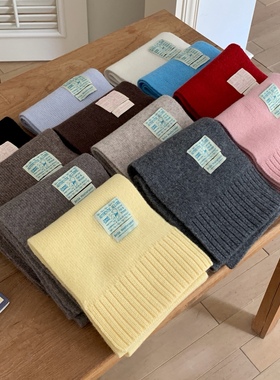 Carrier 韩国100%羊毛wool纯色针织围巾软糯情侣款可送礼保暖围脖