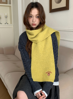 Carrier 饼干小熊～韩系卡通刺绣软糯针织围巾女冬百搭情侣围脖潮