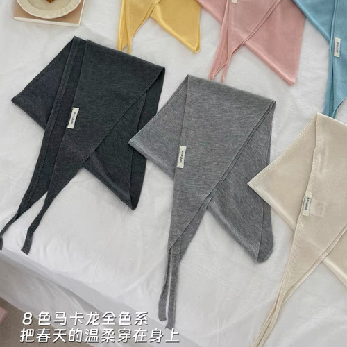 100%天丝莱赛尔～三角巾屁帘叠穿配牛仔裤腰间饰腰带针织围巾披肩