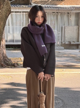 Carrier 韩国pie.针织锁边高级感羊毛围巾情侣冬季保暖糖果色围脖