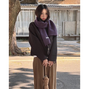 Carrier 韩国pie.针织锁边高级感羊毛围巾情侣冬季保暖糖果色围脖