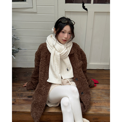 Carrier 日系高品质小马刺绣羊毛针织围巾亲肤柔软情侣款百搭围脖