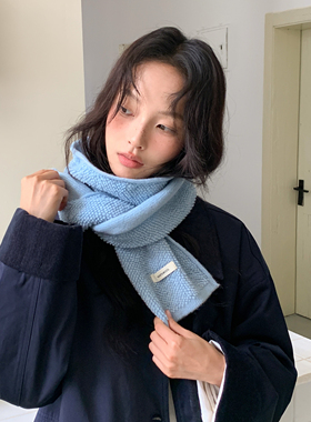 100%绵羊毛～韩国高端轻奢毛巾款长巾女冬保暖百搭氛围感休闲围脖