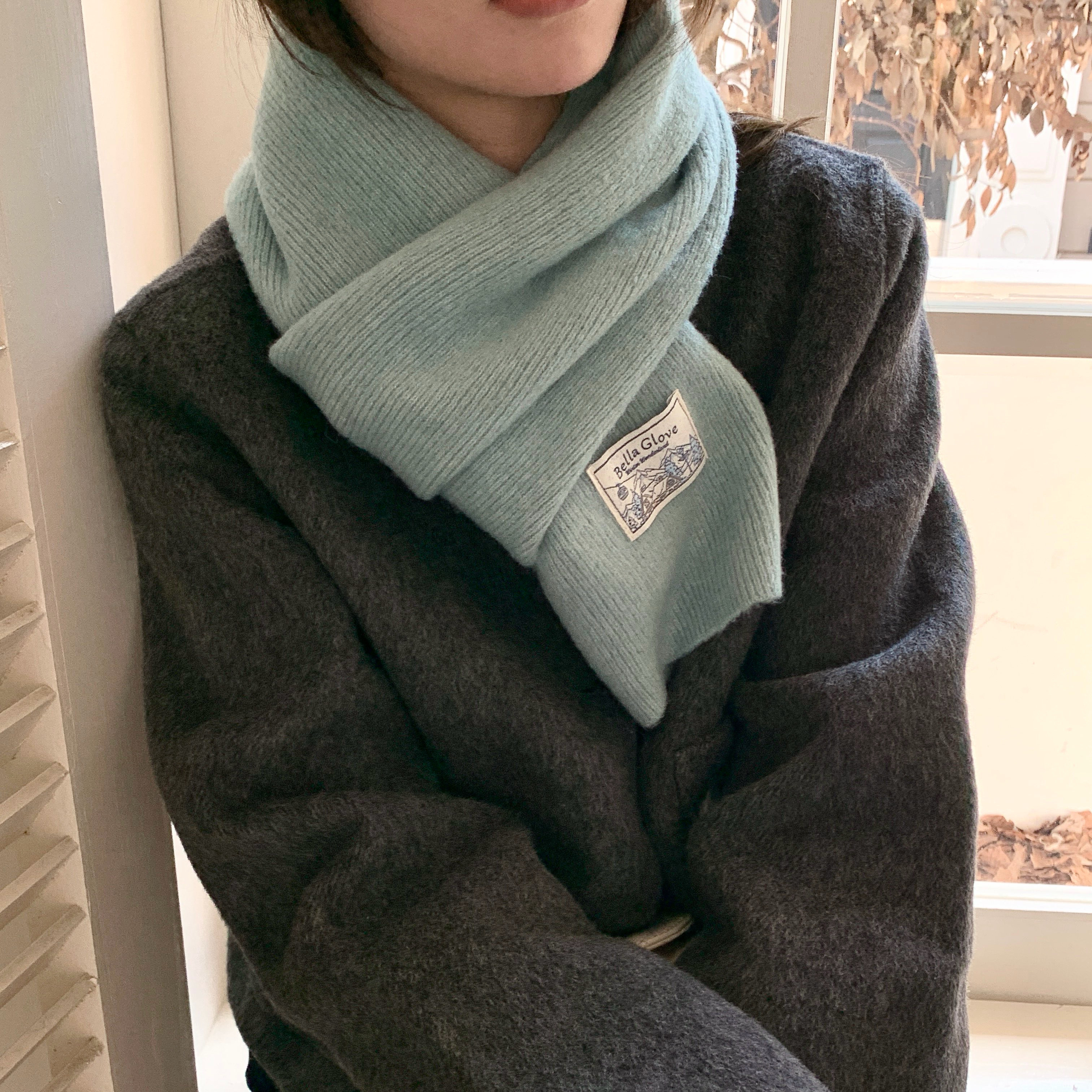 Carrier Bella奶蓝色~羊毛软糯围巾显白保暖百搭亲肤情侣围脖