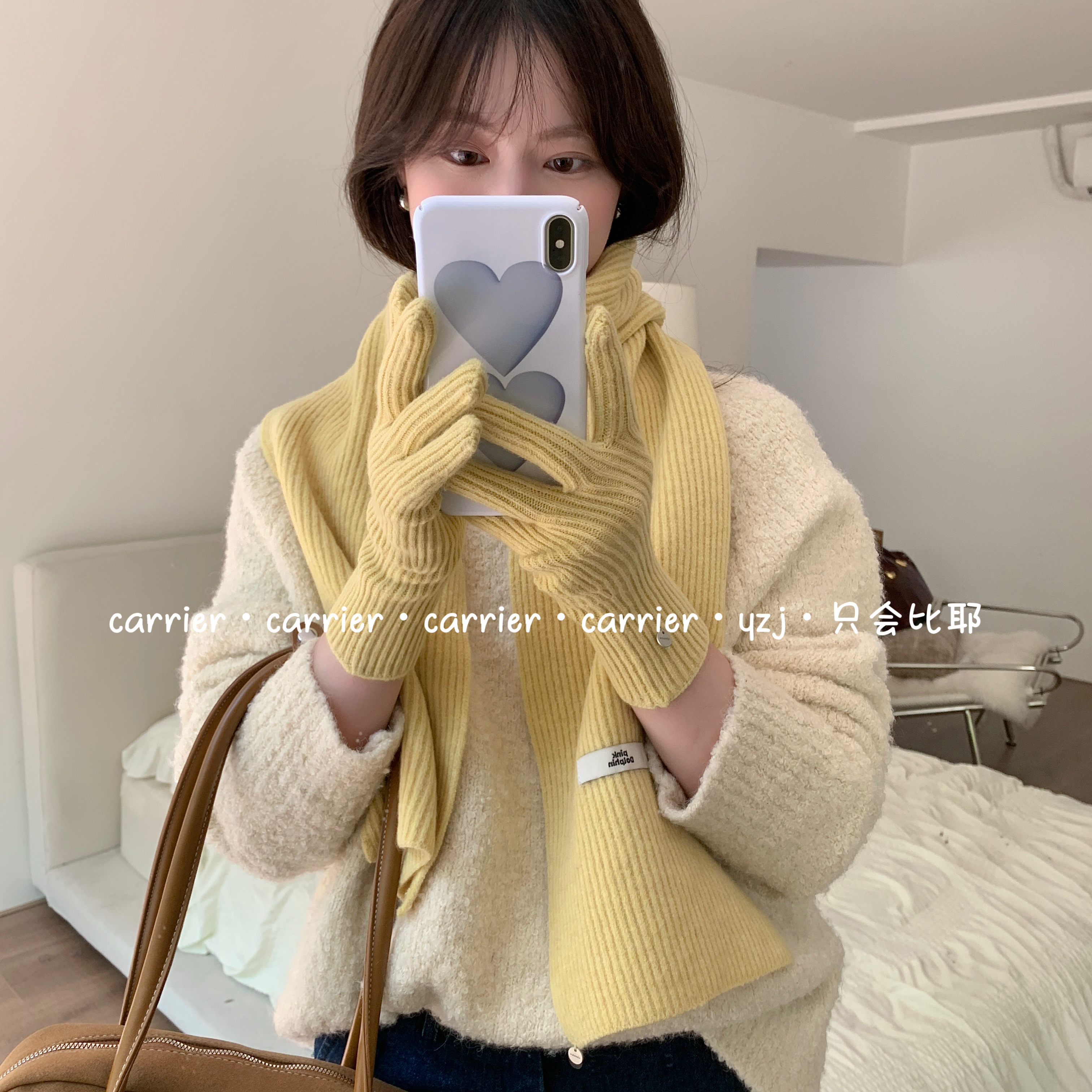 Carrier 礼物套装～韩版氛围感针织围巾手套保暖百搭围脖送礼男女